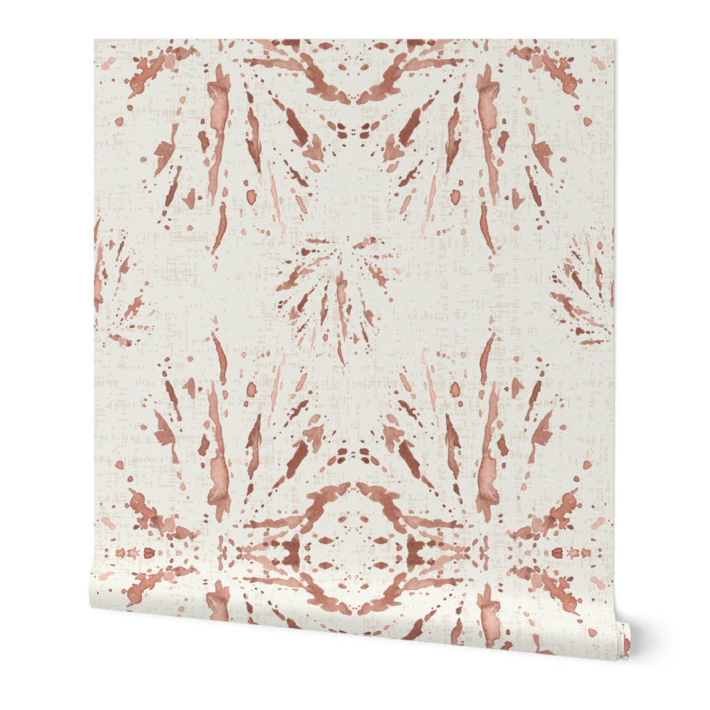 Modern Boho Begonia Leaf Terracotta and Off-White Wallpaper