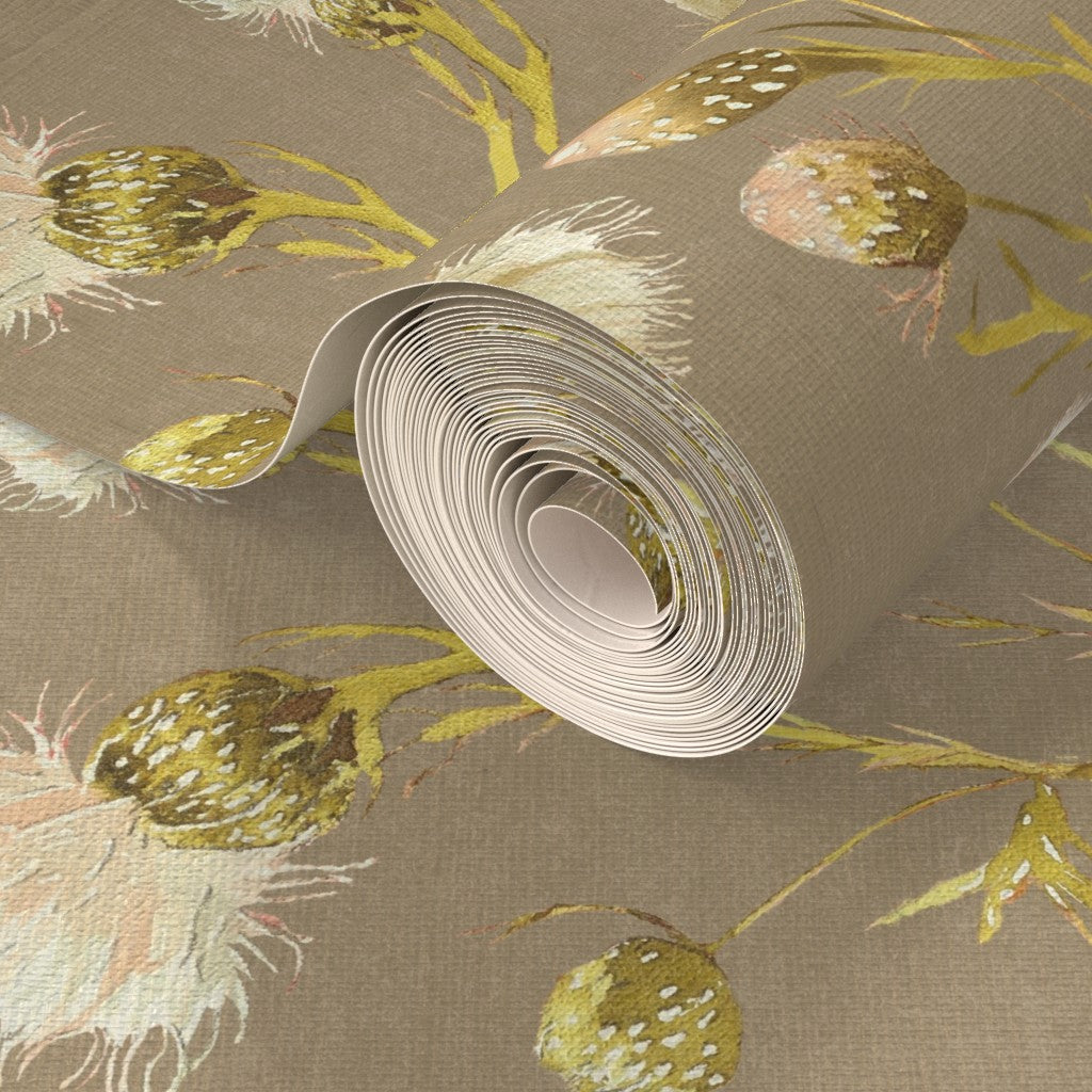 Antique Thistle Wallpaper - Neutral