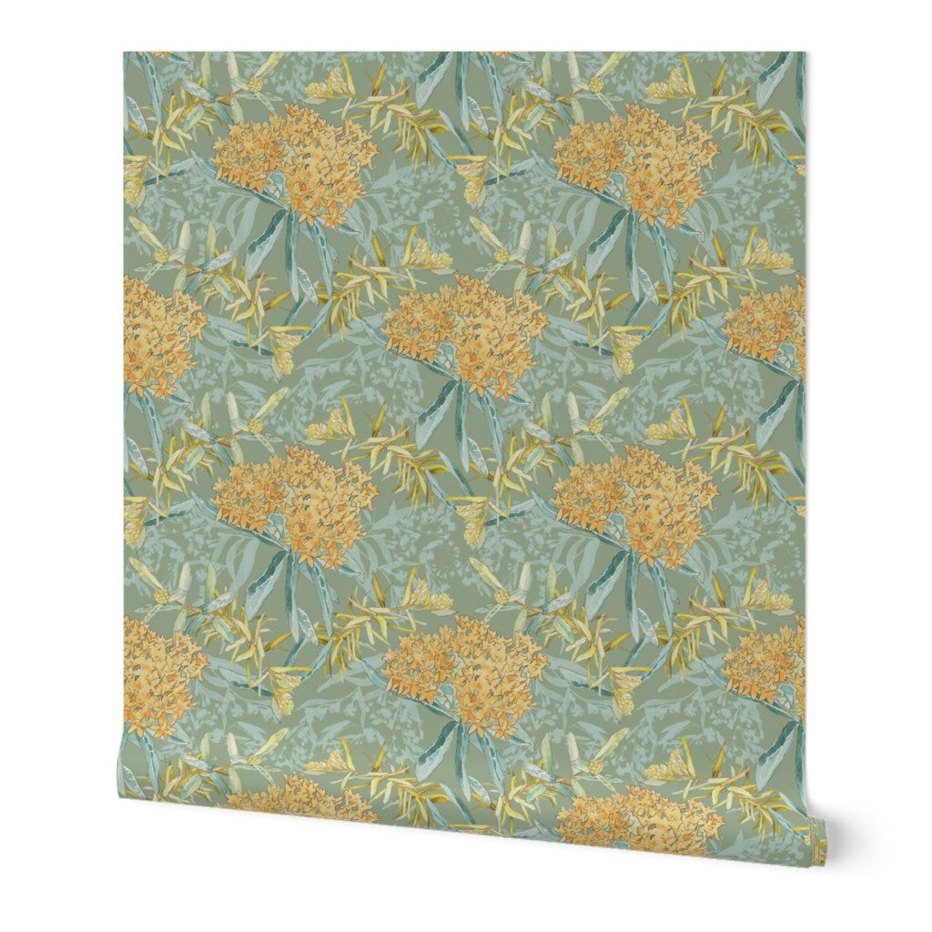 Legacy Garden Wallpaper - Sage Medium Scale