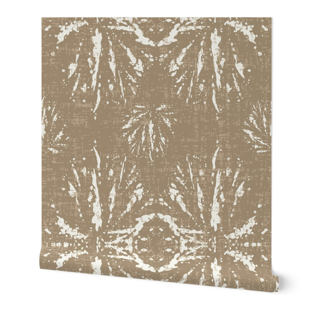 Modern Boho Begonia Leaf Mocha Brown Wallpaper