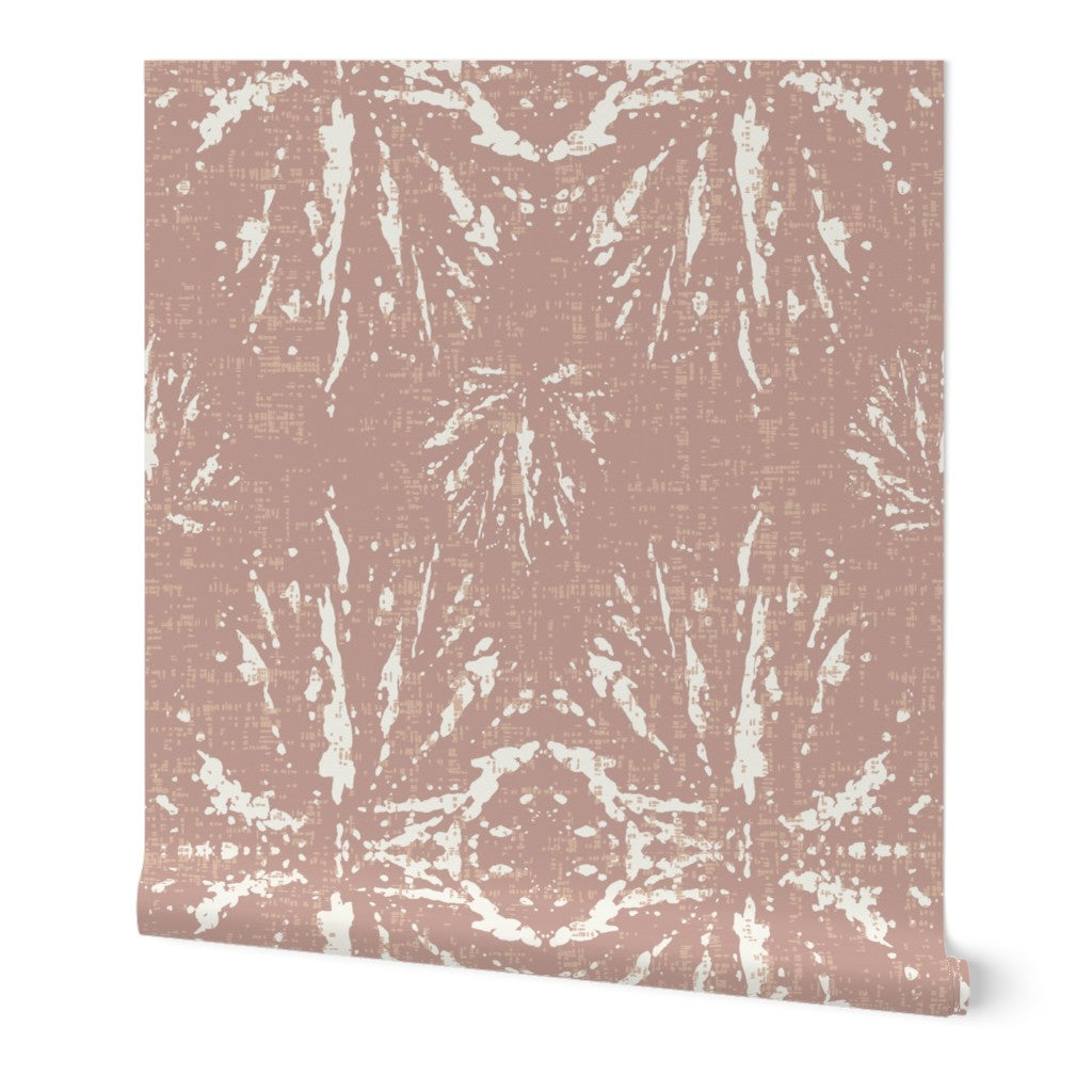 Modern Boho Begonia Leaf Pink and Cream Wallpaper