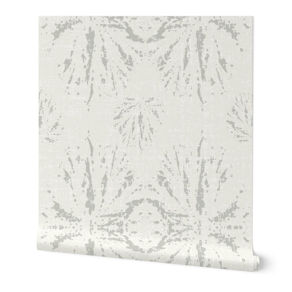 Modern Boho Begonia Leaf Silver Gray Off-White Wallpaper