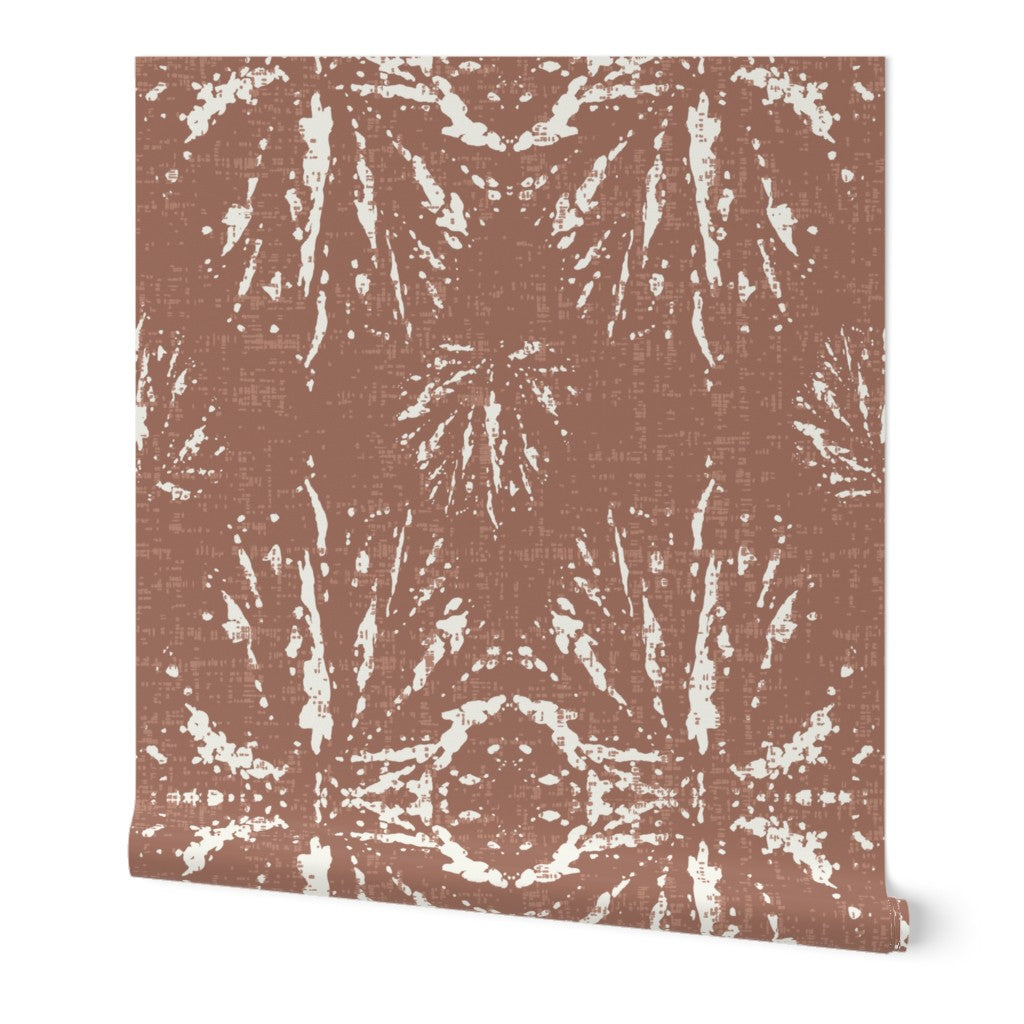 Modern Boho Begonia Leaf Terracotta Red Wallpaper