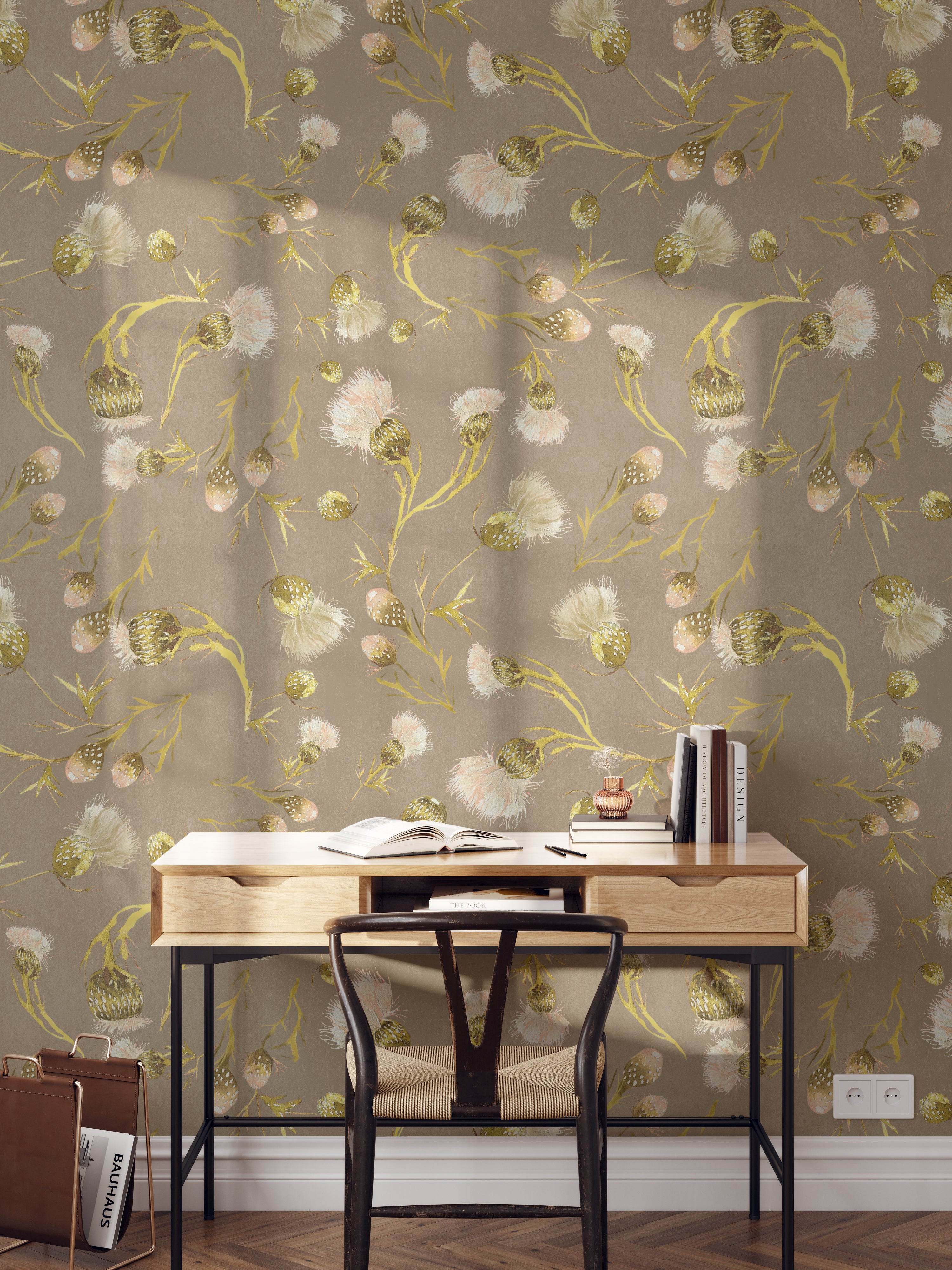 Antique Thistle Wallpaper - Neutral