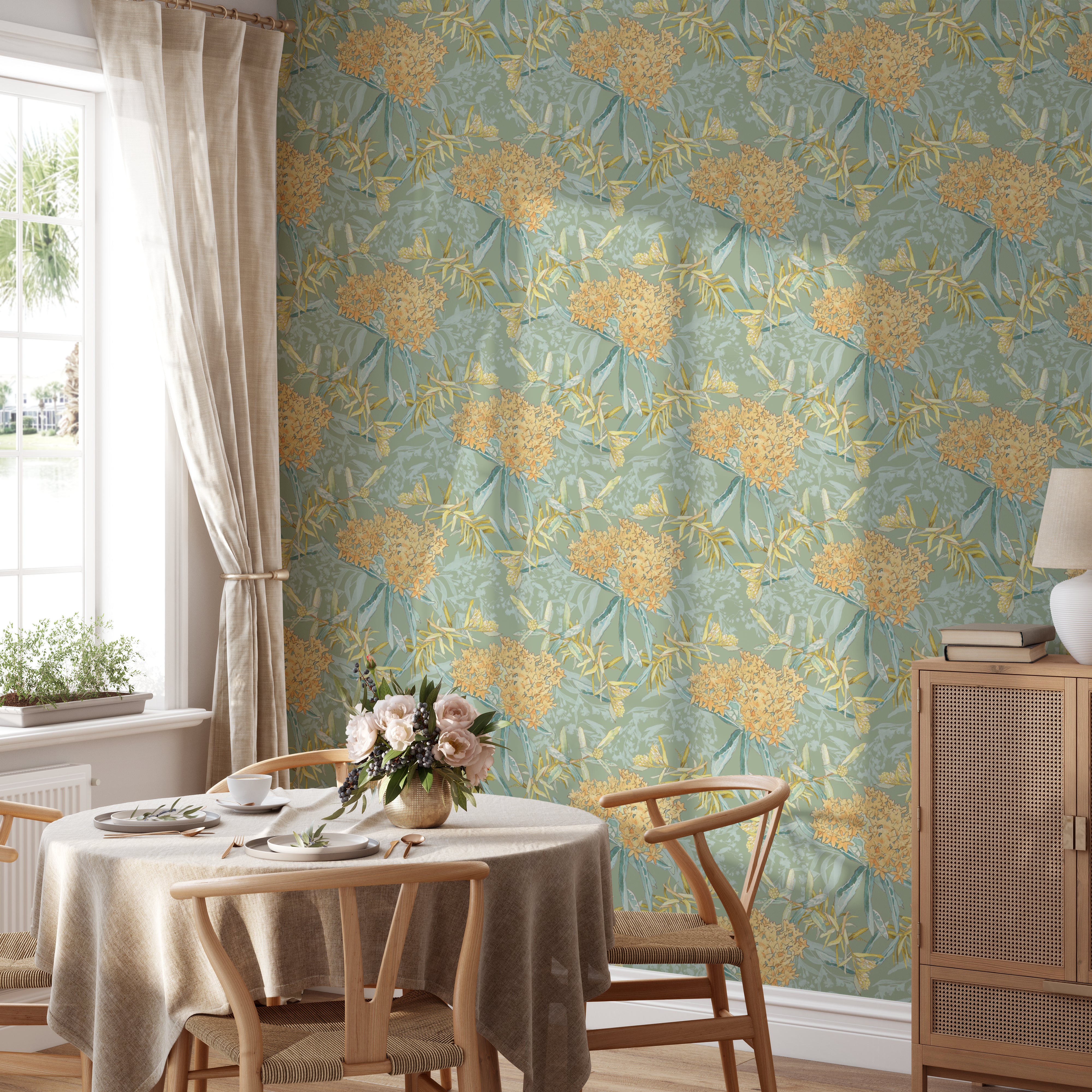 Legacy Garden Wallpaper - Sage Medium Scale